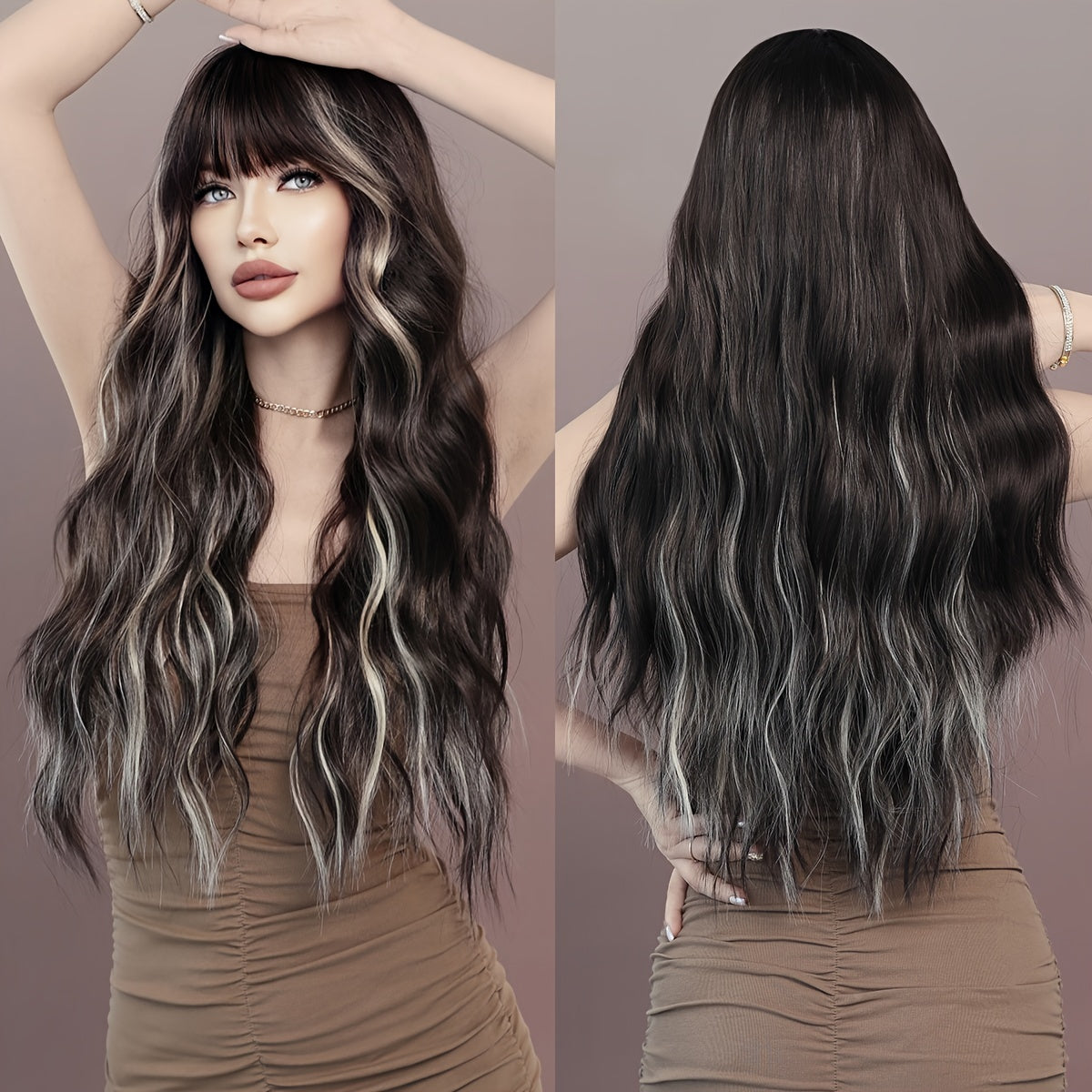Highlight Curly Wig with Bangs-7