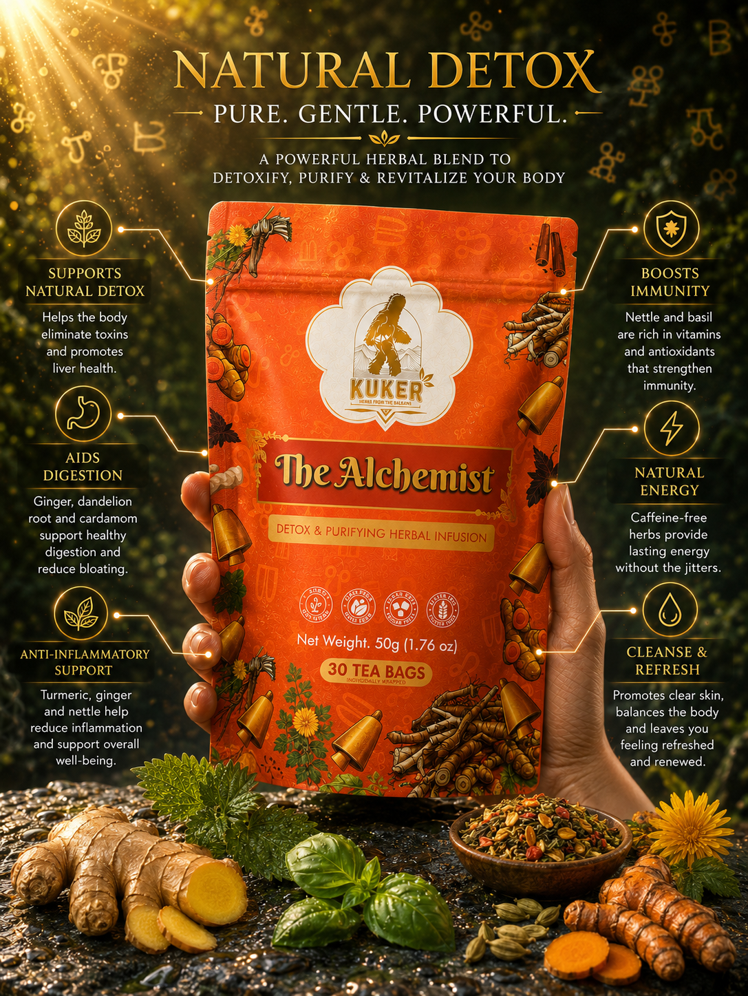 KUKER The Alchemist Botanical Detox Infusion – 30 Unbleached Tea Bags-3