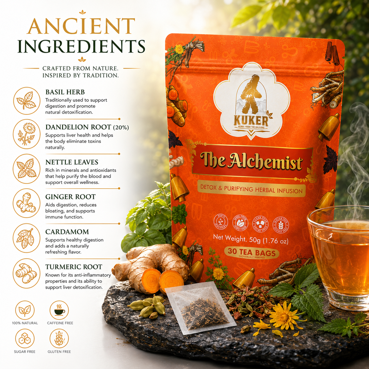 KUKER The Alchemist Botanical Detox Infusion – 30 Unbleached Tea Bags-4