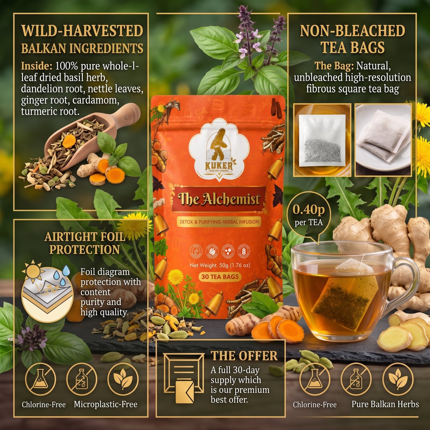 KUKER The Alchemist Botanical Detox Infusion – 30 Unbleached Tea Bags-2