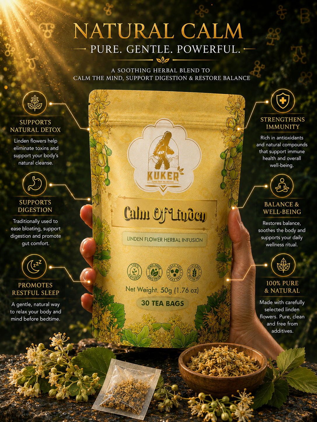 KUKER® Calm Of Linden Tea |  30 Tea Bags-4