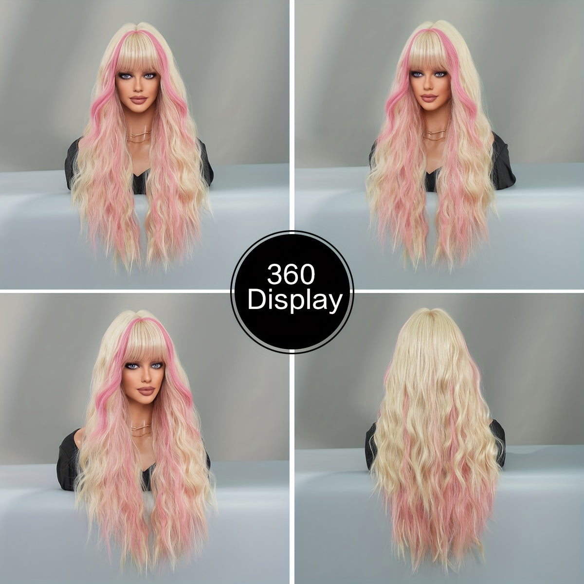 Highlight Curly Wig with Bangs-3