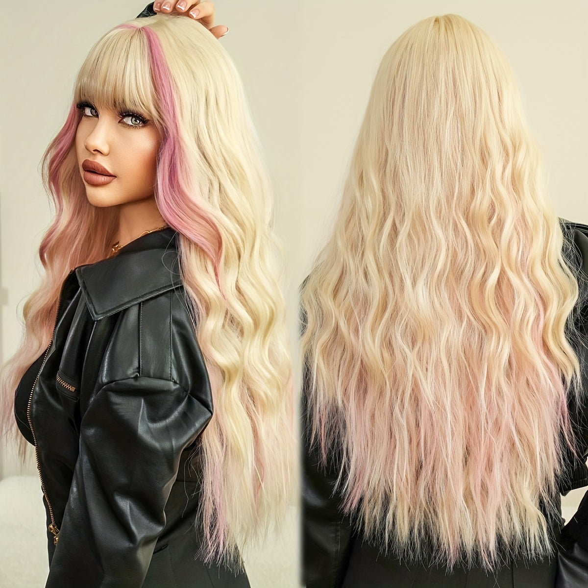 Highlight Curly Wig with Bangs-5