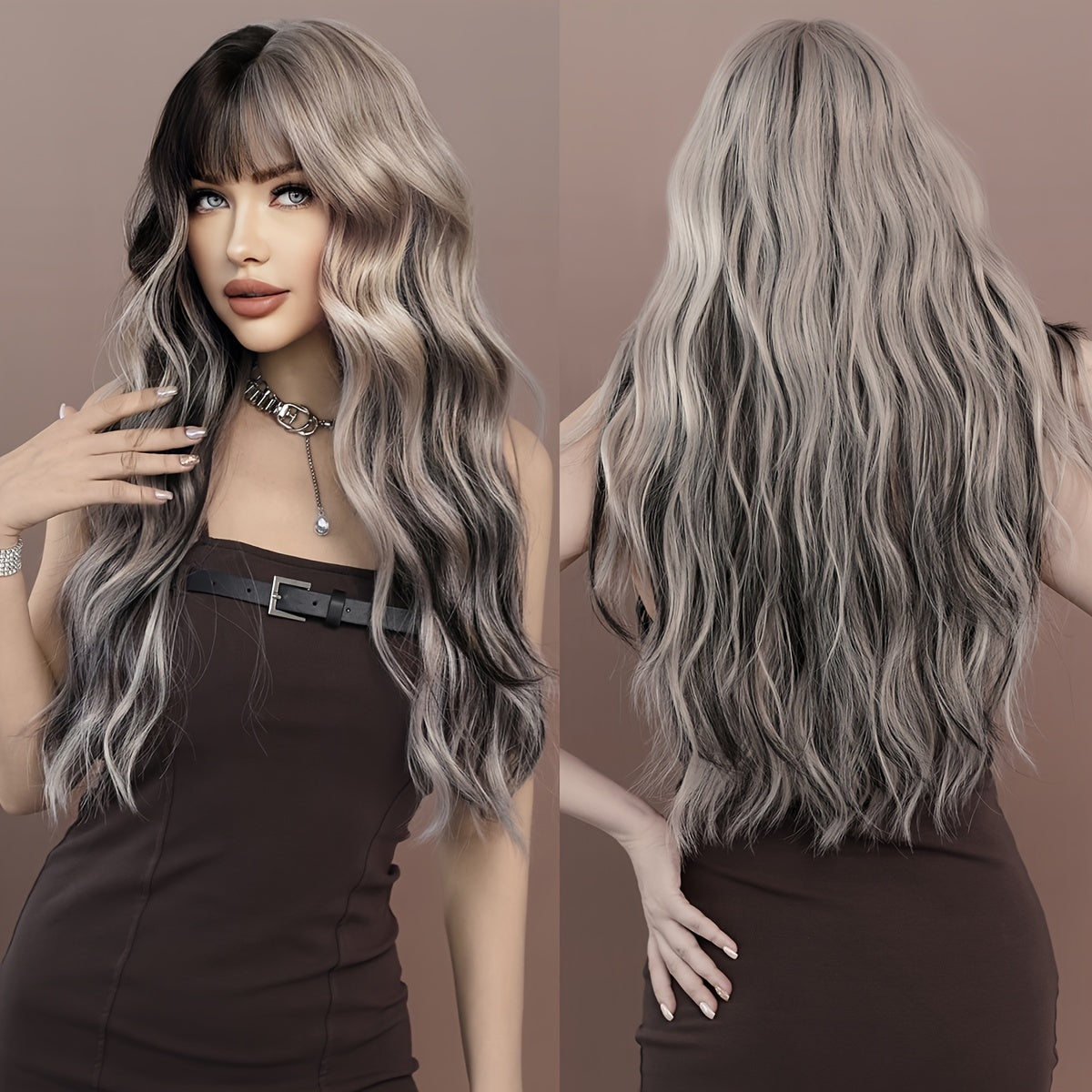 Highlight Curly Wig with Bangs-6