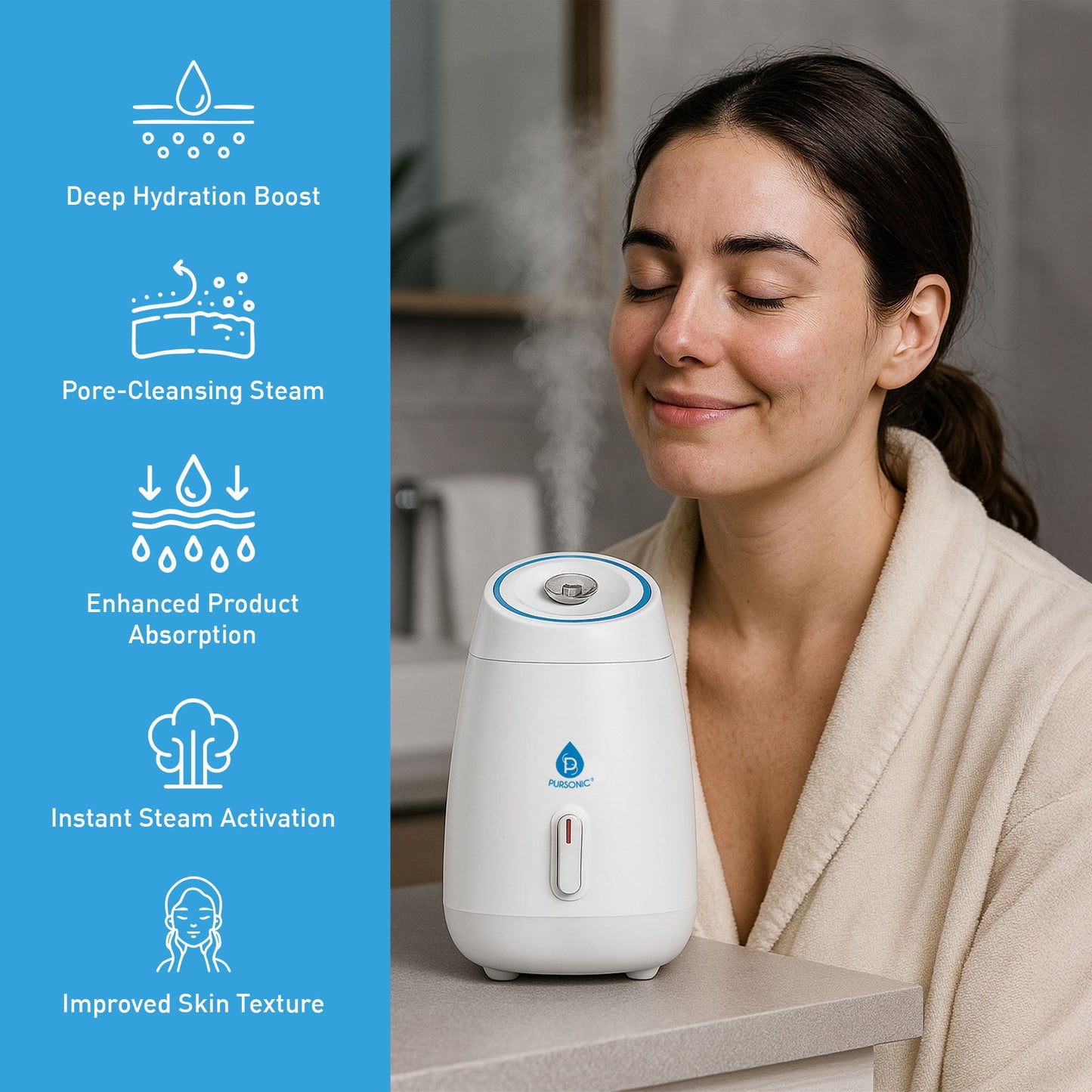 Pursonic Ultimate 3-in-1 LED Light Therapy & Facial Spa Bundle – 7-in-1 LED Face Mask + 7-in-1 LED Face & Neck Sculpting Wand + Facial Steamer-3