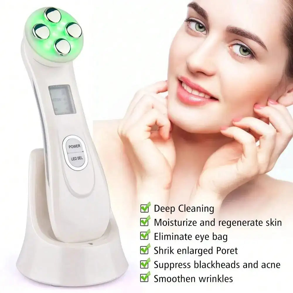 Mini Led Rejuvenation Wand Rechargeable Face Vibration White-3