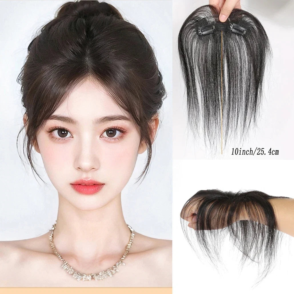 Natural Human Hair Clip In Bangs Extensions-0