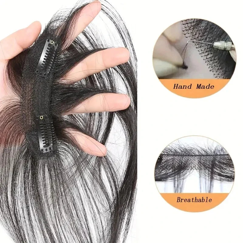 Natural Human Hair Clip In Bangs Extensions-3