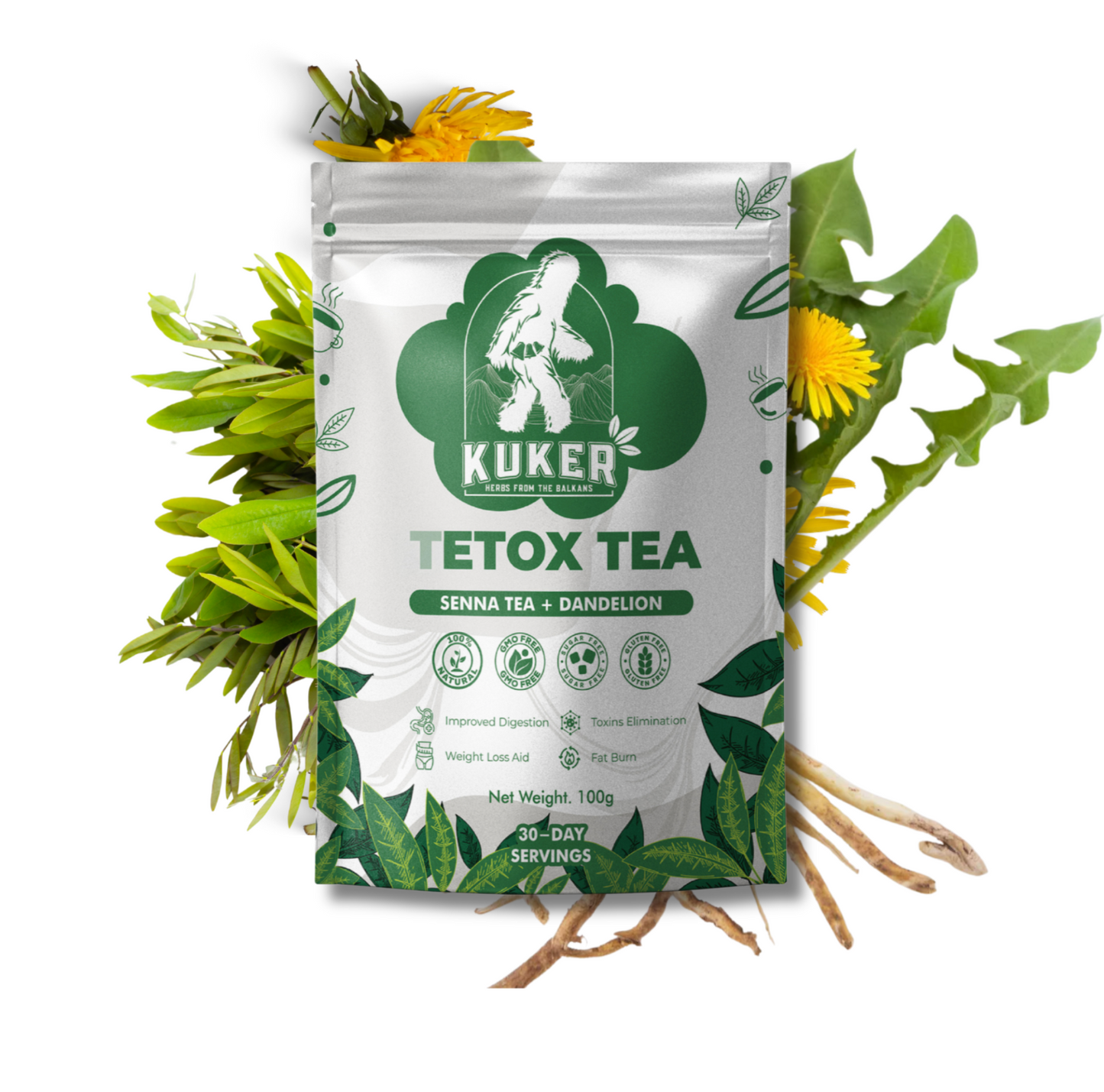 KUKER® Detox Tea 100g Loose Leaf | Weight Loss Tea for Natural Digestion & Cleanse Support-0